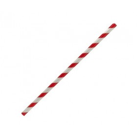 Regular Paper Straw Red Stripe  2500 pcs