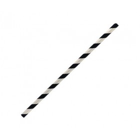 Regular Paper Straw Black Stripe  2500 pcs