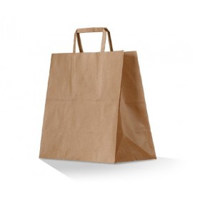 Large Brown Kraft Bag / Flat paper handle  150 pcs