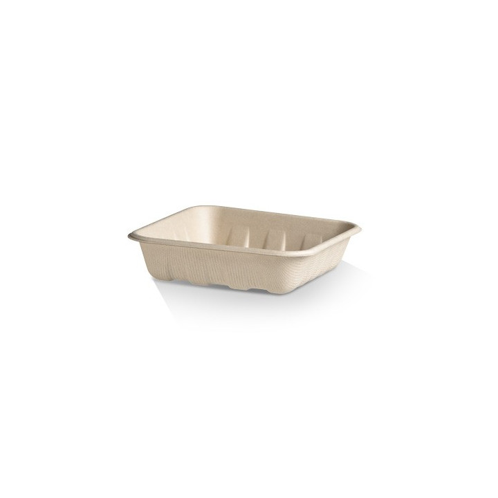 155x145x35 Fruit Produce Tray Brown Sugarcane Bagasse  500 pcs