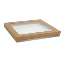 Kraft Catering Tray Lid - Small PLA Window  100 pcs