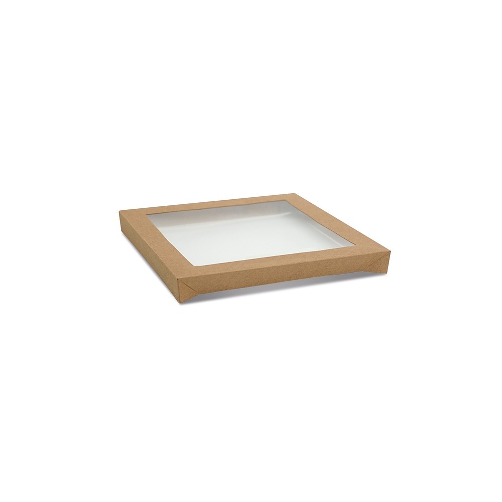 Kraft Catering Tray Lid - Medium PLA Window  100 pcs