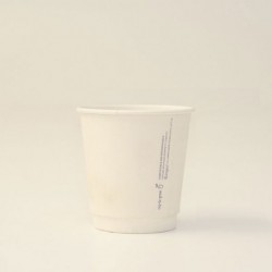 8oz Biodegradable Double Wall Coffee Cup One Lid Fits All White