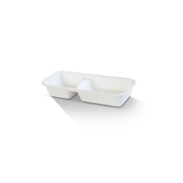 2 Compartment Biodegradable Takeaway Tray - Lids Optional  400 pcs
