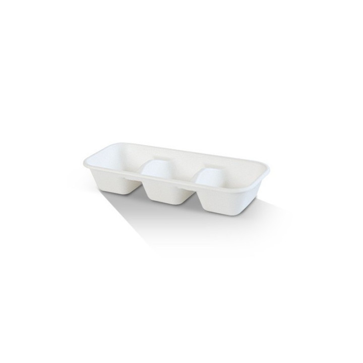 3 Compartment Biodegradable Takeaway Tray - Lids Optional  400 pcs