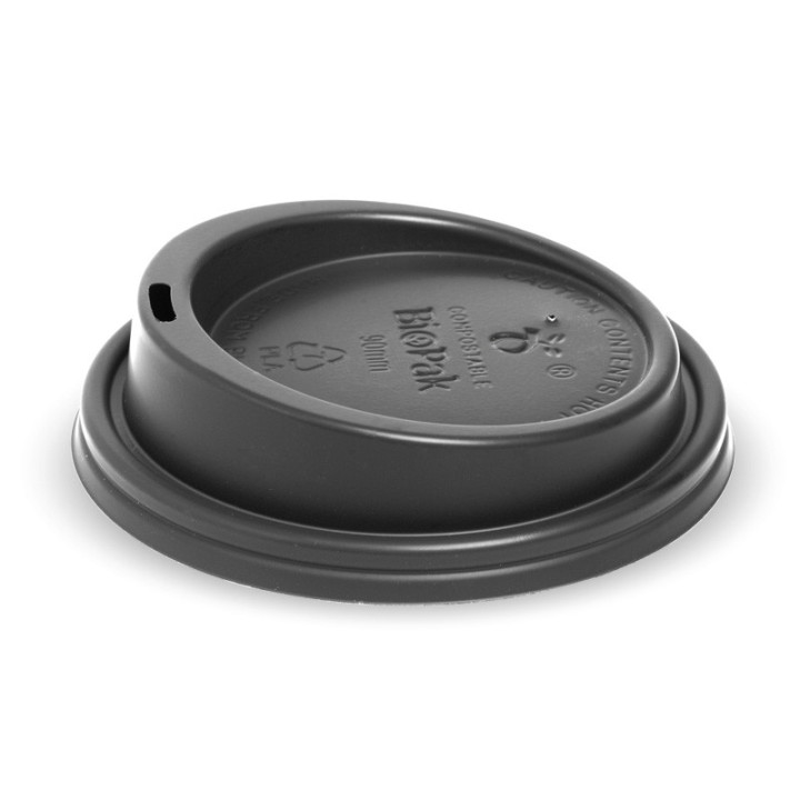 Lid PLA for 8(90mm) 12 16 & 20oz BioPak Cup Black  1000 pcs