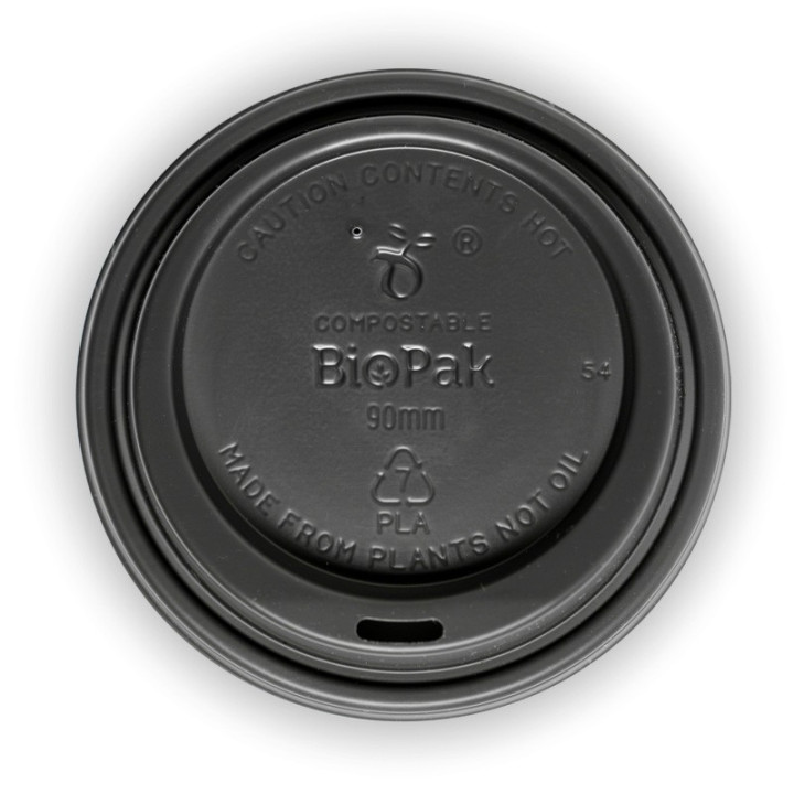 Lid PLA for 8(90mm) 12 16 & 20oz BioPak Cup Black  1000 pcs