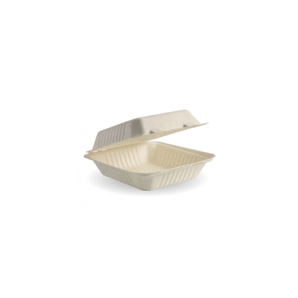 Clamshell Sugarcane 20x22x9cm (7.8x8x3") Bio Natural  200 pcs