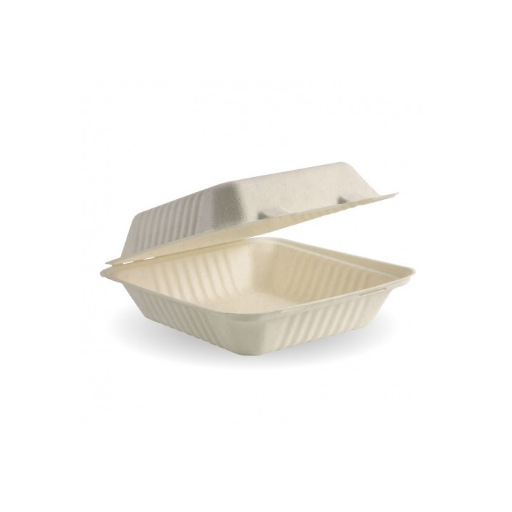 Clamshell Sugarcane 20x22x9cm (7.8x8x3") Bio Natural  200 pcs