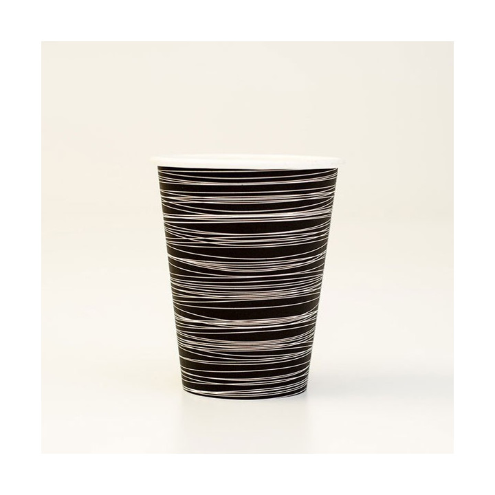 12oz Single Wall Coffee Cup 1000pc - Black Swirl Print
