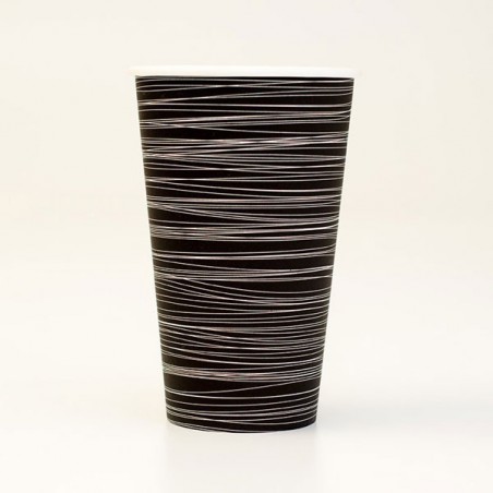16oz Single Wall Coffee Cup 1000pc - Black Swirl Print