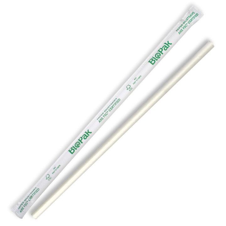 6mm White Straw Individually Wrapped  2500 pcs