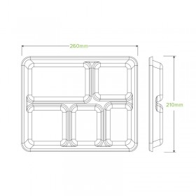 5 Compartment Bio Tray - 260x209x25mm - White  500 pcs