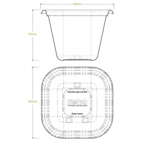 630ml Square TakeAway Base - 130x130x90mm - White  600 pcs