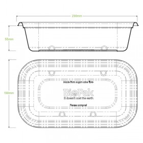 1000ml TakeAway Base - 230x130x55mm - White  500 pcs