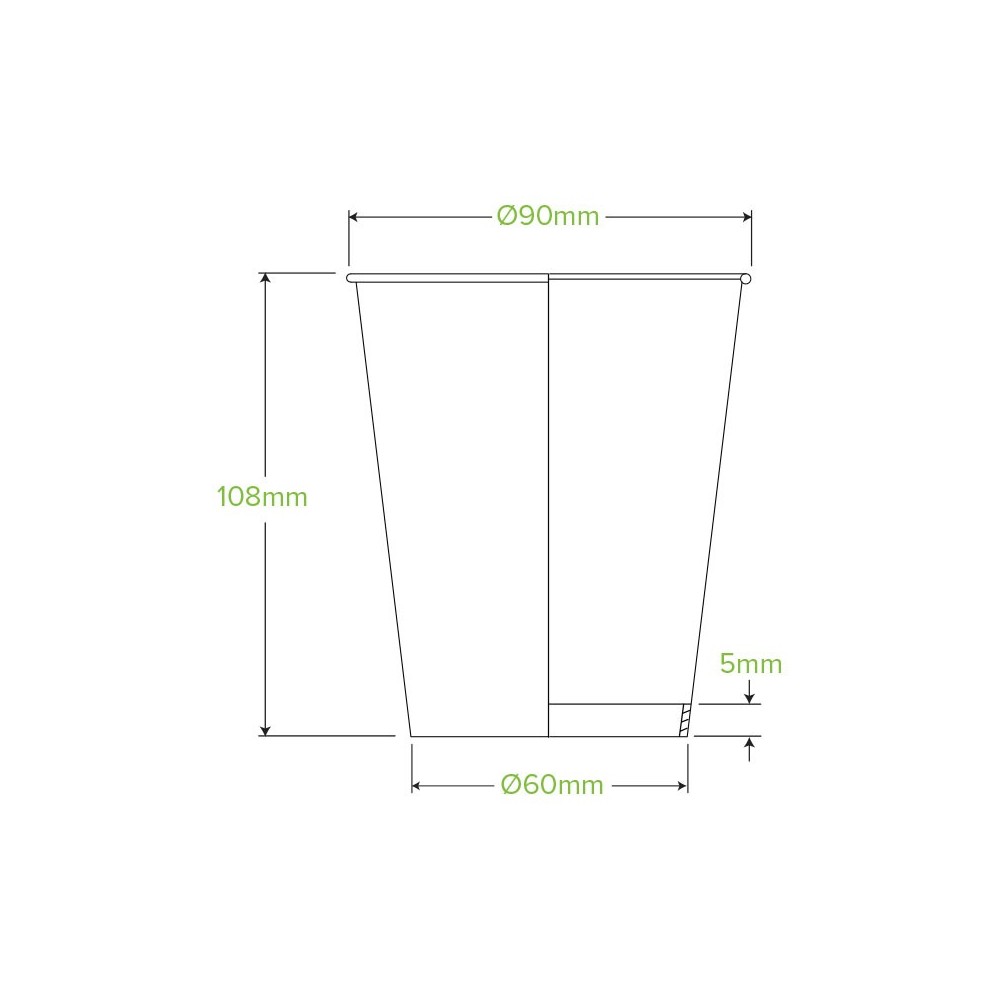 12oz Single Wall Bio Coffee Cup White 1000 pcs