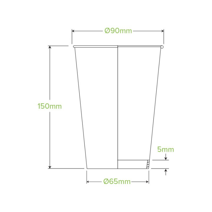 20oz Single Wall Bio Coffee Cup Leaf White  500 pcs