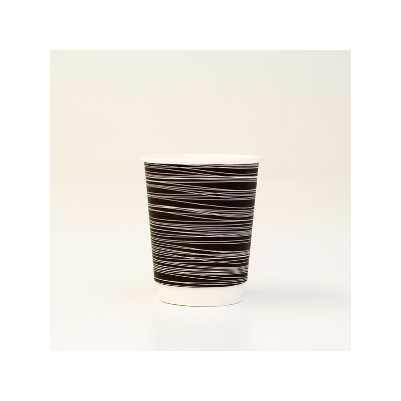 8oz DW Coffee Cup 1000pc- Black Swirl Print