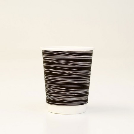 8oz DW Coffee Cup 1000pc- Black Swirl Print