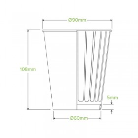 12oz Double Wall Bio Coffee Cup Leaf White  1000 pcs