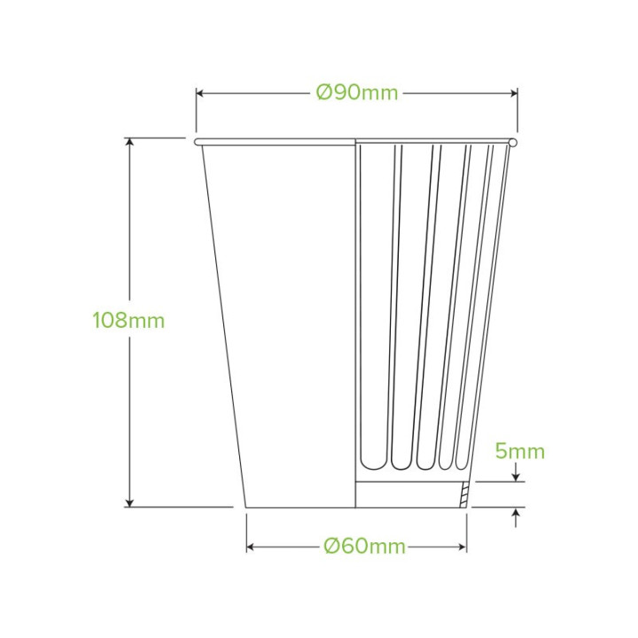 12oz Double Wall Bio Coffee Cup White  1000 pcs