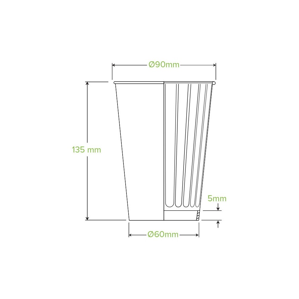 16oz Double Wall Bio Coffee Cup Leaf White 600 pcs