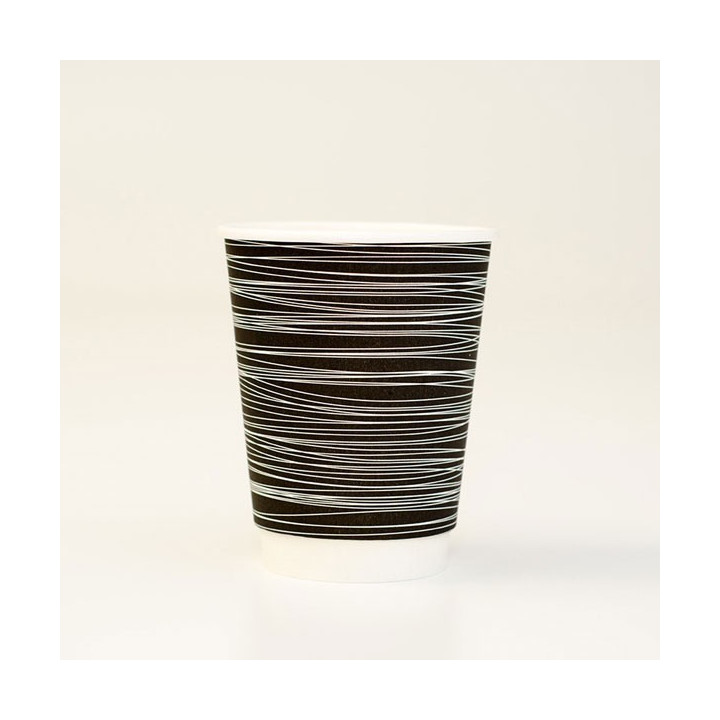 12oz DW Coffee Cup 1000pc- Black Swirl One Lid Fits All