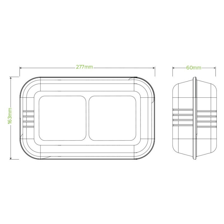 11x5x6" 2 Compartment Bio Clamshell  100 pcs