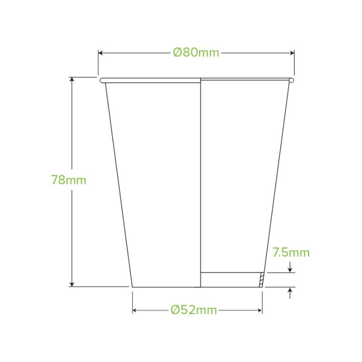6oz Single Wall Bio Coffee Cup Leaf White  1000 pcs