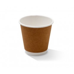8oz(90mm) Double Wall Coffee Cup KRAFT PE one-lid-fits-all  500 pcs