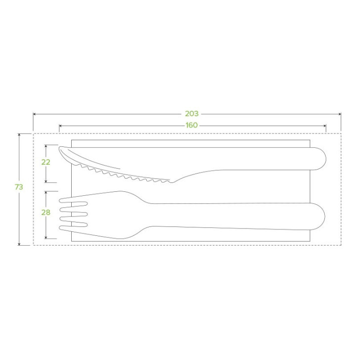 Wooden Cutlery Set - Knife, Fork and Napkin