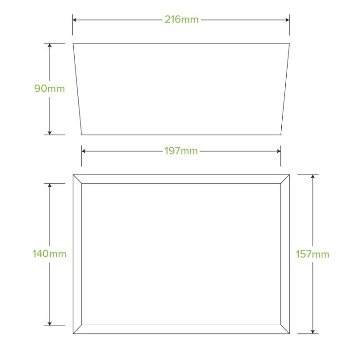 Extra Large Takeaway Box - 197 x 140 x 90mm -FSC Certified - 200 pcs