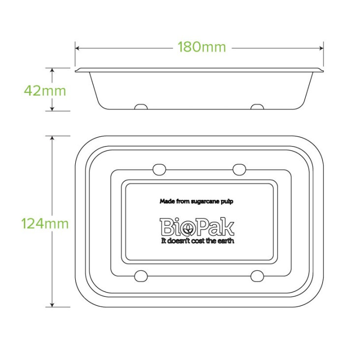 500ml Bio Takeaway Box - NATURAL - Lids Optional - 500 pcs
