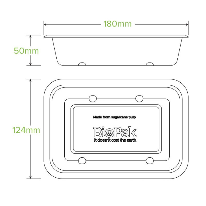 600ml Bio Takeaway Box - NATURAL - Lids Optional - 500 pcs
