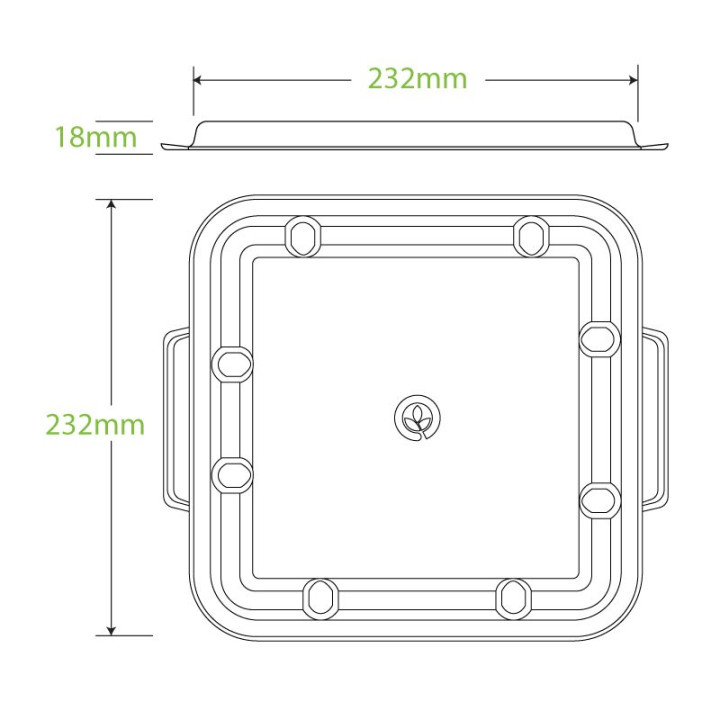 Lids for 3 Compartment Bio Asian Takeaway Box - NATURAL - 300 pcs