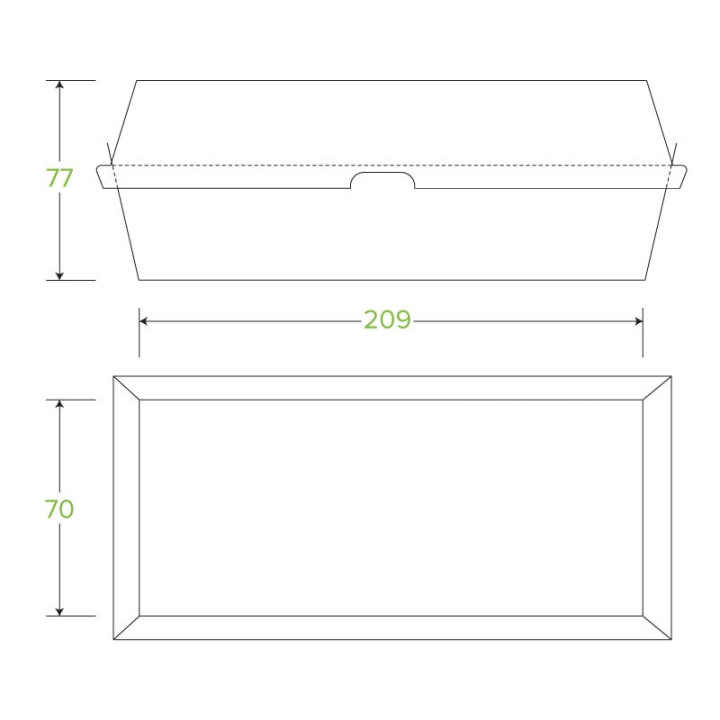 Hot Dog Box Bio 209x70x76mm FSC Certified Board - KRAFT - 400 pcs