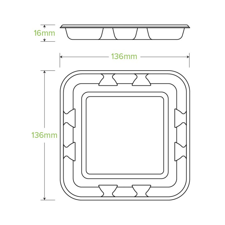 5x5" produce tray - natural  1000 pcs