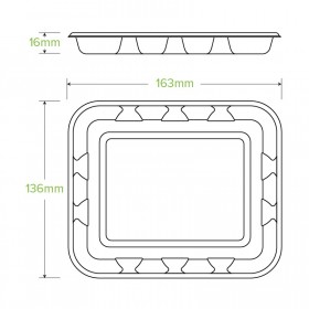 6x5" produce tray - natural  1000 pcs