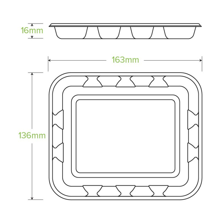 6x5" produce tray - natural  1000 pcs