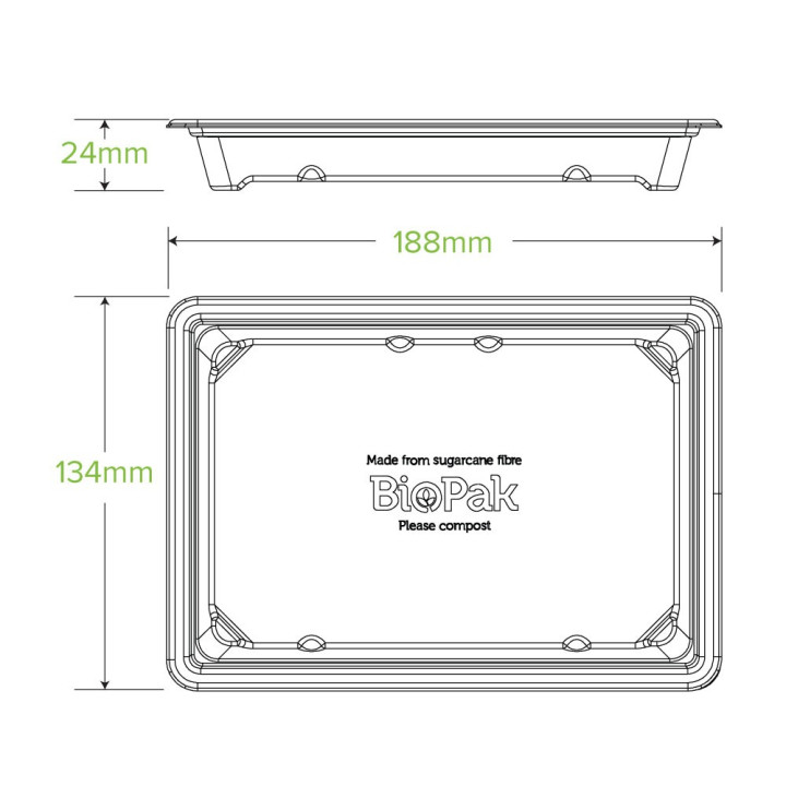 Sugarcane Sushi Tray Medium 600 pcs