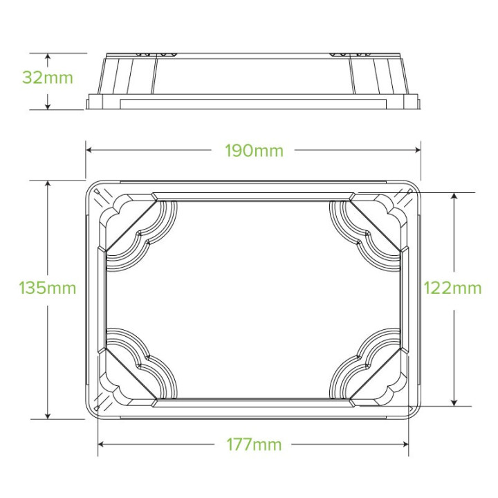 Clear PLA Sushi Tray Lid Medium  600 pcs