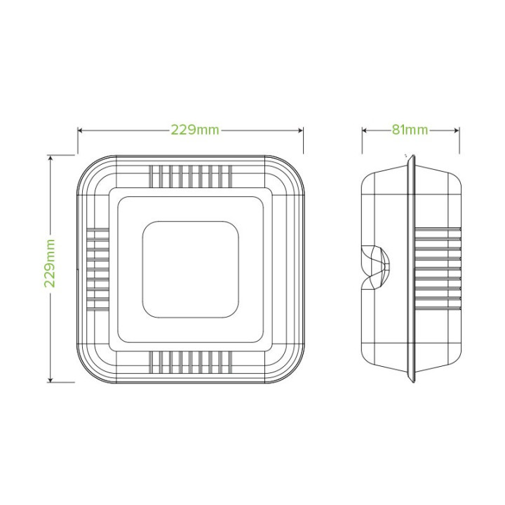 3 Compartment Clamshell Sugarcane 23x23x8cm (9x9x3") Bio Natural  200 pcs