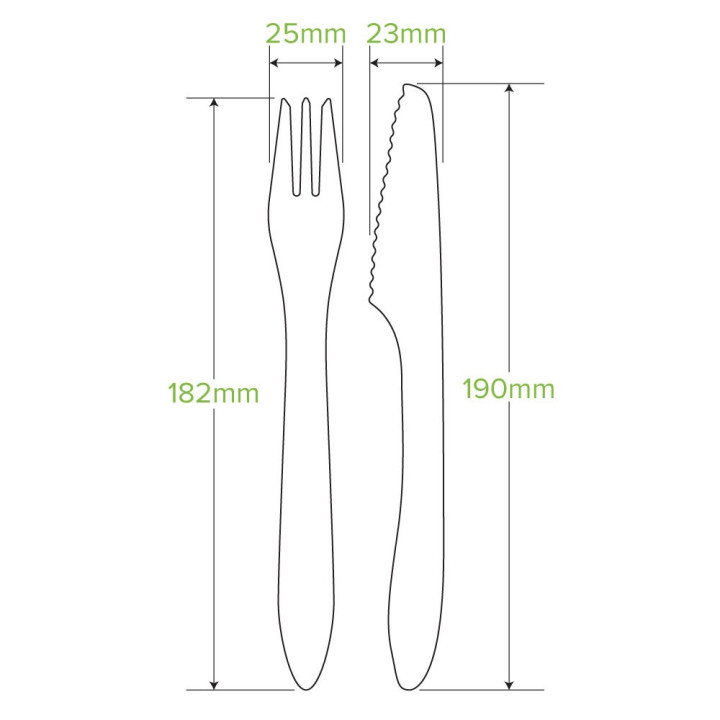 19cm FSC Certified Coated Wooden Knife, Fork & Napkin Set  400 pcs