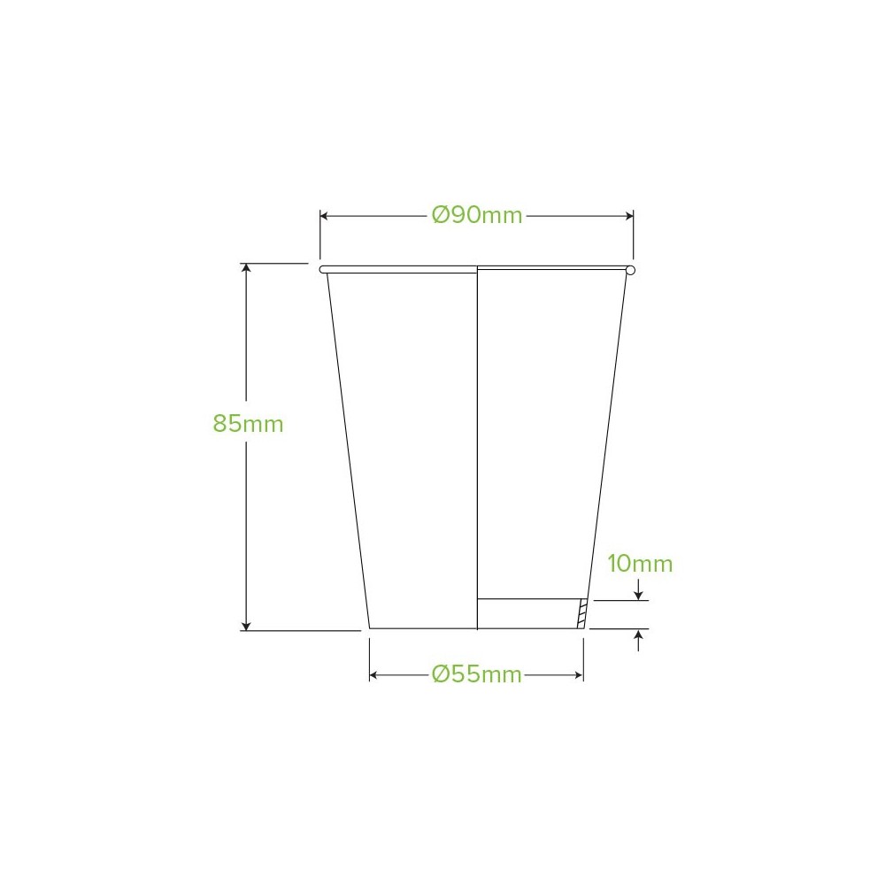8oz (90mm) Single Wall Green Leaf Bio Coffee Cup 1000 pcs