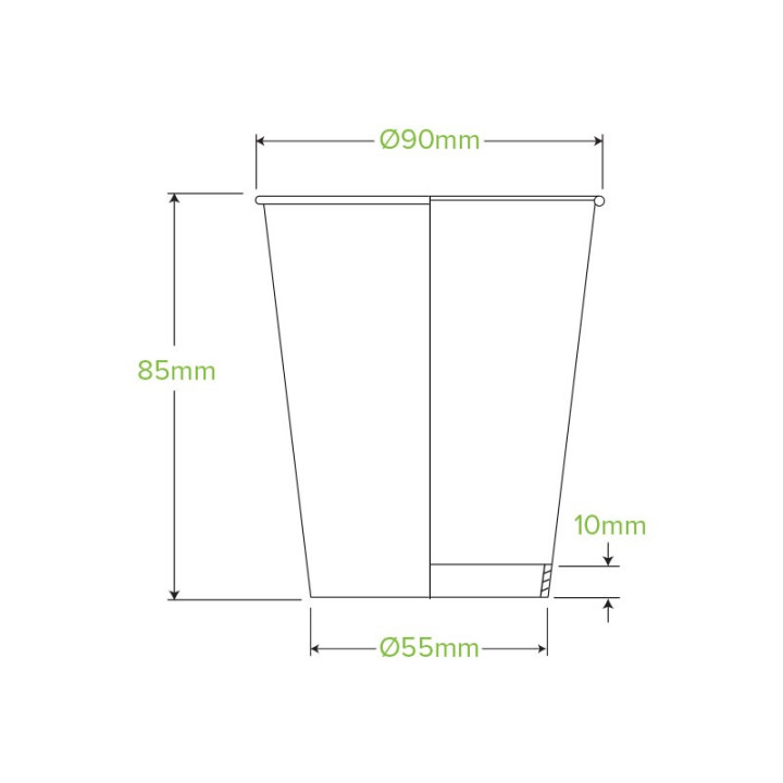 8oz (90mm) Single Wall White Bio Coffee Cup  1000 pcs