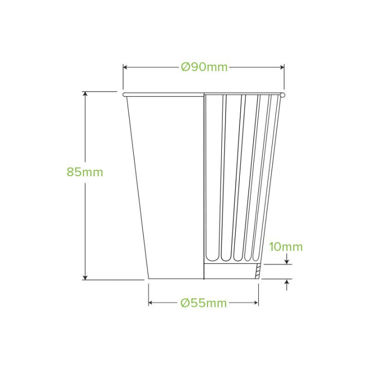 8oz (90mm) Double Wall Bio Coffee Cup Leaf White  1000 pcs