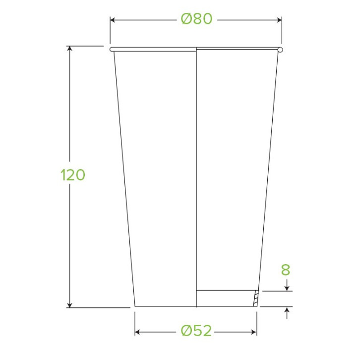 12oz Single Wall White Coffee Cup - Ingeo Compostable
