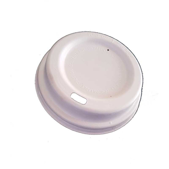 Sugarcane Bagasse White Lids for 8oz Coffee Cup  1000 pcs
