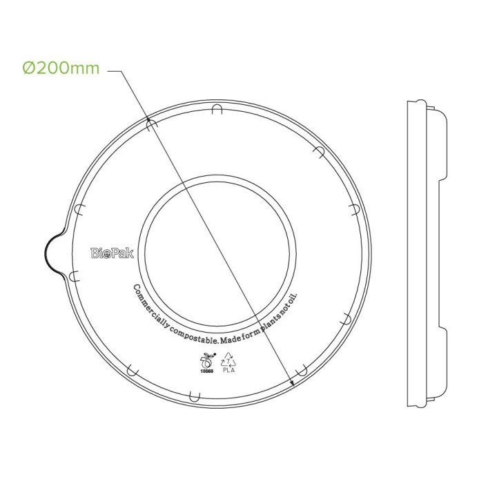 Bioplastic Dome Lid for 24 32 & 40oz Bowls  400 pcs