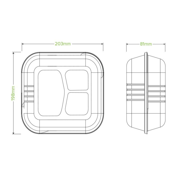 7.8x8x3" 3 Compartment Clamshell Bio White  200 pcs
